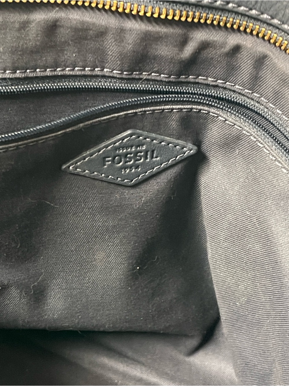Fossil Green and Black Leather Tote with Cream Trim - Picture 6 of 15